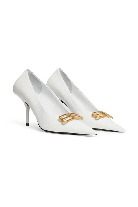 Balenciaga Womens Square Knife Bb 80mm Pump In White Editorialist