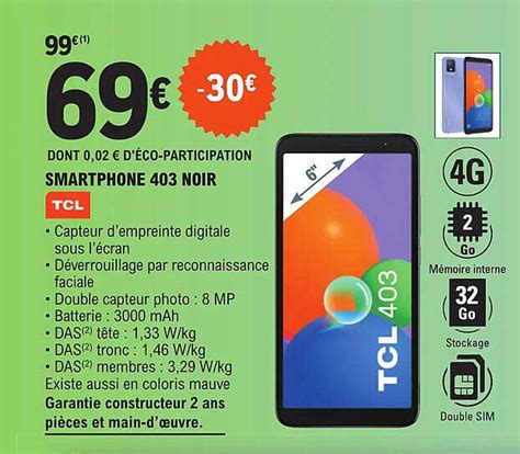 Promo Smartphone Noir Tcl Chez E Leclerc Icatalogue Fr