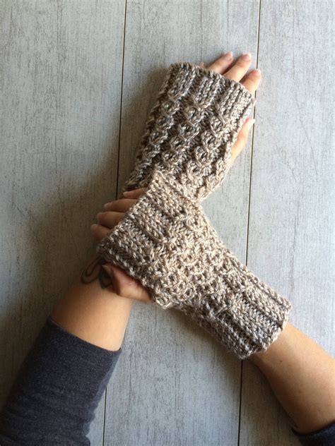 Beige Fingerless Gloves Fingerless Mittens Knitted Gloves For Fall