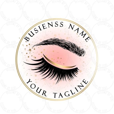 Lash Custom Logo Lashes Logo Eyelash Logo Cosmetics Logo Gold Pink Lashes Logo Brow