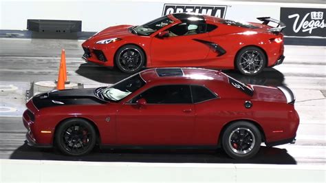 C Corvette Drag Races Dodge Hellcat For American V Supremacy