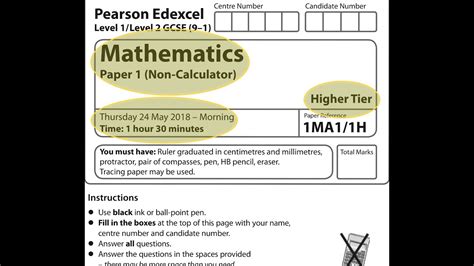 Edexcel Maths Past Papers 2018