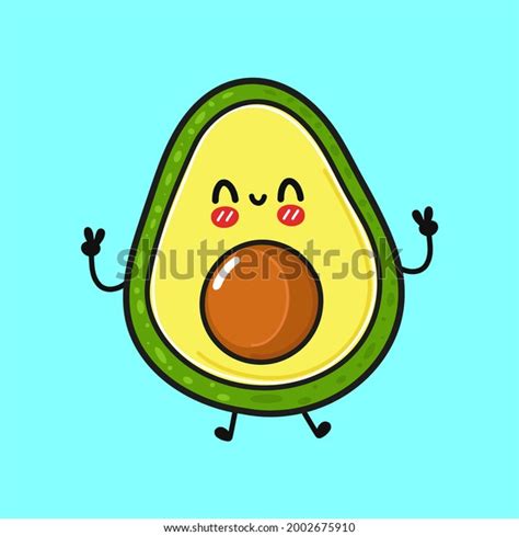 Cute Funny Avocado Character Vector Hand Stock Vector Royalty Free