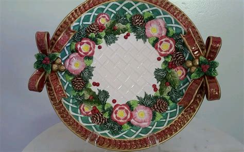 Fitz and Floyd Christmas Wreath Round 12" Serving Platter Bowl New/Mint ...