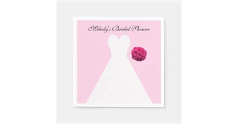 Personalized Bridal Shower Paper Napkins in Pink | Zazzle