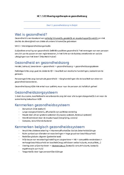 Hc Situering Ergotherapie En Gezondheidszorg Hc Situering