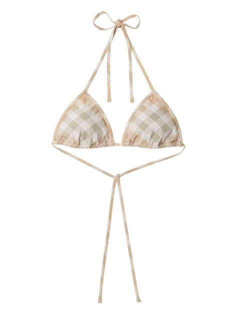 Burberry Checked Triangle Bikini Top In White Lyst