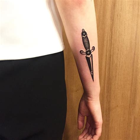 Tattoo Oldschool Knife Dagger Small Black Tattoos Black Ink