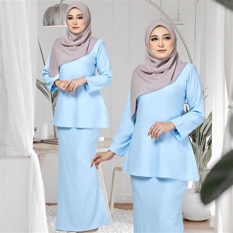 SIZE XS 5XL TEMA BABY BLUE KURUNG MODEN RIAU KEDAH PLAIN