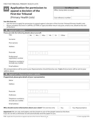 Fillable Online T172 Application For Permission To Appeal A Decision