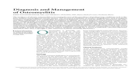 Download Pdf Diagnosis And Management Of Osteomyelitis Of Osteomyelitis