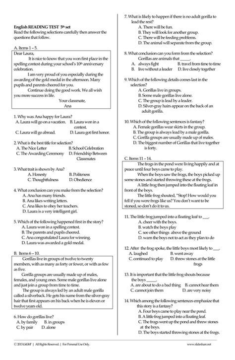 K To 12 Grade 3 English Reading Nat National Achievement Test Reviewer