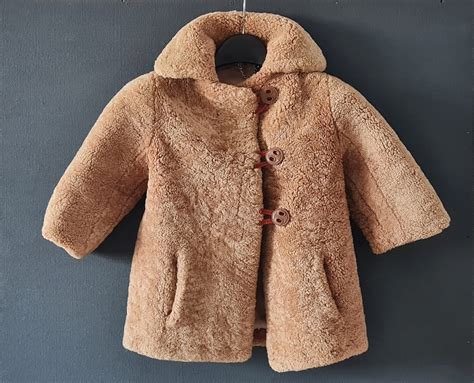 Vintage Soviet Childrens Faux Fur Coat Retro Children Clothes Made In