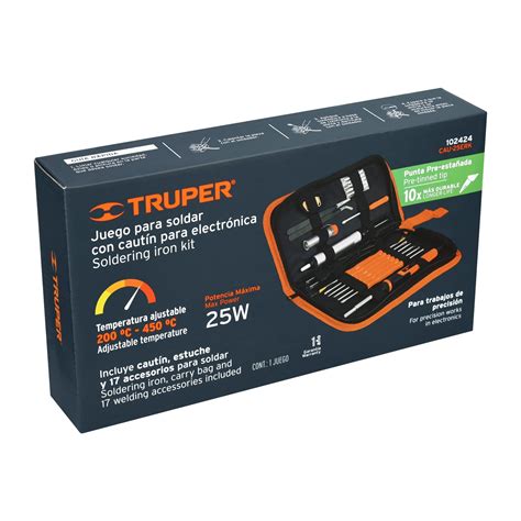 Kit soldadura electrónica con cautín de 25 W temp regulable Cautines