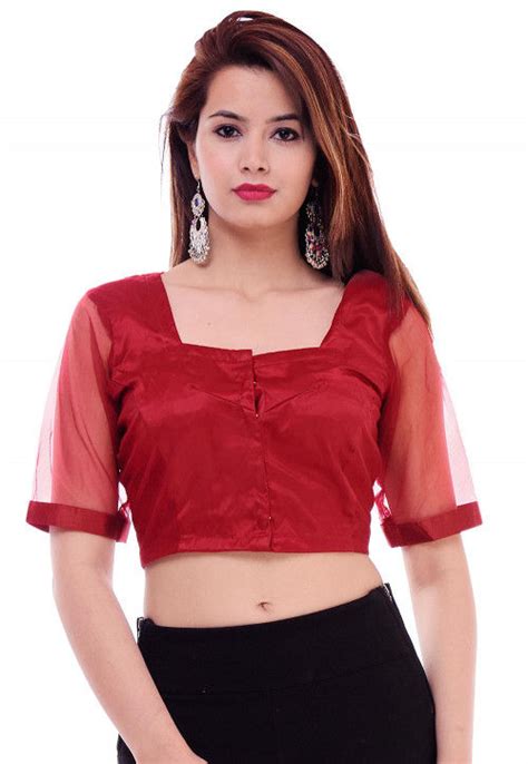 Buy Solid Color Net Blouse In Maroon Online Ujn546 Utsav Fashion