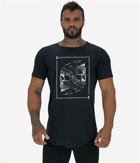 Camiseta Longline Masculina Manga Curta Mxd Conceito Ases Ind Gena