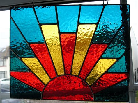 Art Deco Style Stained Glass Sunrise Sunburst Panel Etsy