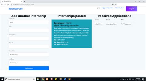 Simple Internship Job Portal Sourcecodester