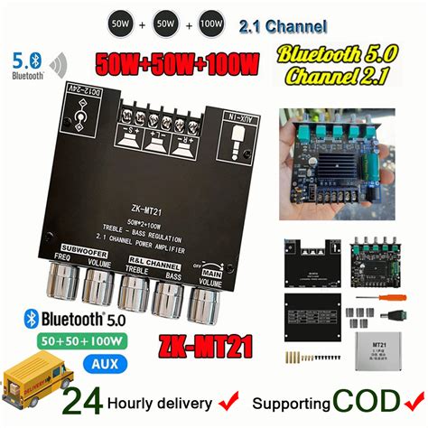 ZK MT21 2 1 Channel Bluetooth 5 0 Subwoofer Amplifier Board 50WX2 100W