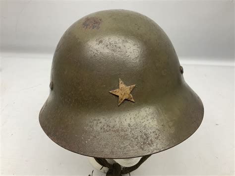 Ww2 Japanese Army Type 92 Steel Helmet With Infantry Star Badge To