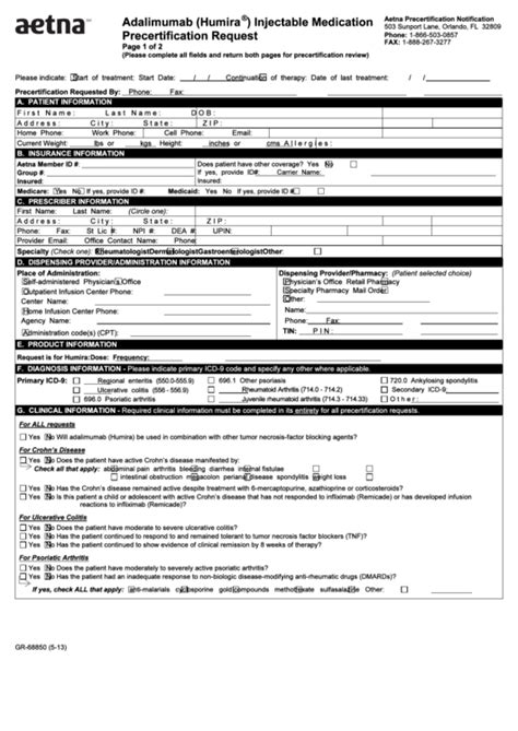 Fillable Form Gr 68850 Humira Precertification Request Form Printable Pdf Download