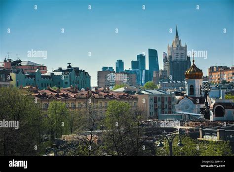 The view of the architecture of Moscow, mixture of old and new. Russia ...