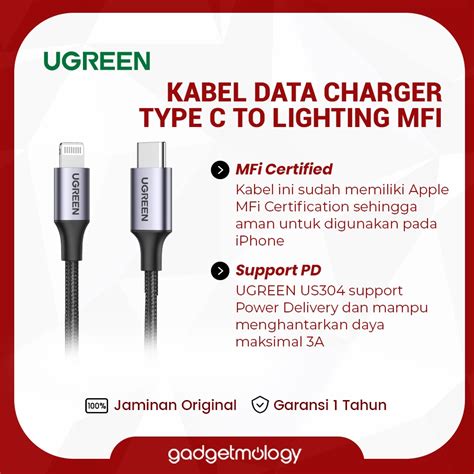 Jual UGREEN Kabel Data Charger USB C To IPhone Lightning MFI US304 PD