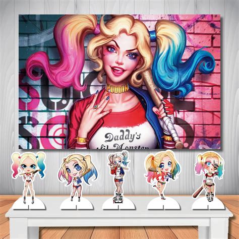 Painel De Festa Arlequina Cute E Display De Mesa Mdf Elo