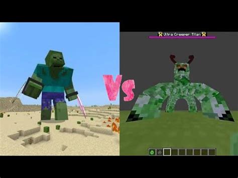 Mutant Zombie Titan Vs Ultra Creeper Titan Minecraft Youtube