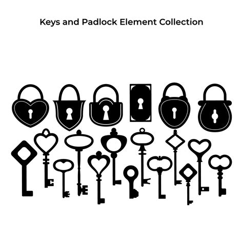 Key And Padlock In Different Shapes Collections Template Love Concept