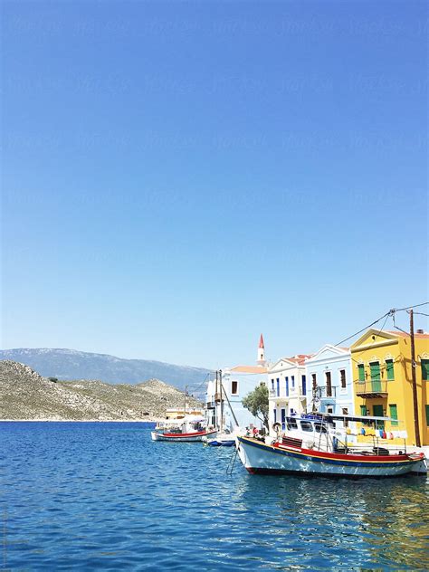 View Of Kastellorizo With Boats By Stocksy Contributor Kirstin Mckee