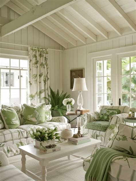 Soothing White And Green Living Room Design And Decoration Ideas