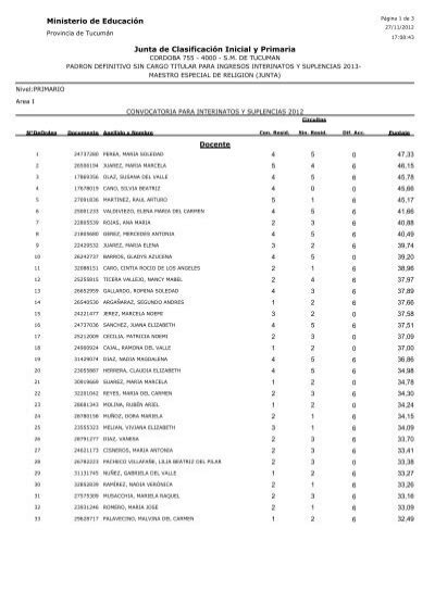 Ministerio De Educaci N Junta De Clasificaci N Inicial Y Primaria