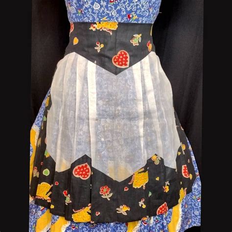 1930s 40s Folk Novelty Print Hostess Apron 1940s 30s Etsy