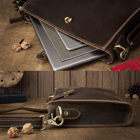 Brown Leather Clutch Bag For Men Detachable Wrist Strap Men Etsy