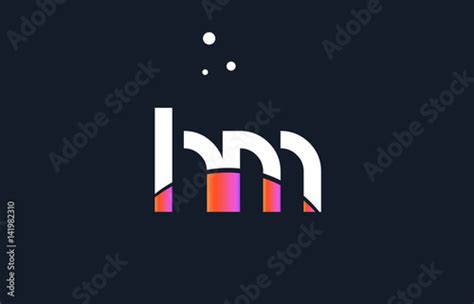 Hm H M Pink Purple White Blue Alphabet Letter Logo Icon Template