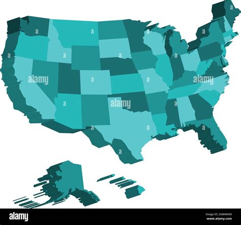 3d Map Of United States Of America Usa Divided Into Federal States