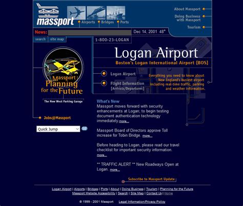 Massport in 2001 - Web Design Museum