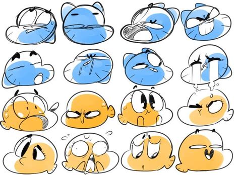 Gumball And Darwin Expression Sheet Illustration Character Design