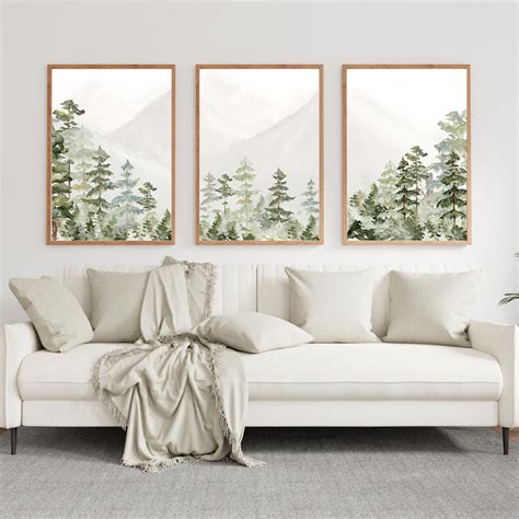 3 Piece Forest Wall Art Print Forest Art Set Of 3 Boho Printable Wall