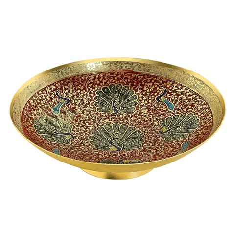 Buy Skywalker Metal Brass Hand Crafted Floral Fruit Bowl With