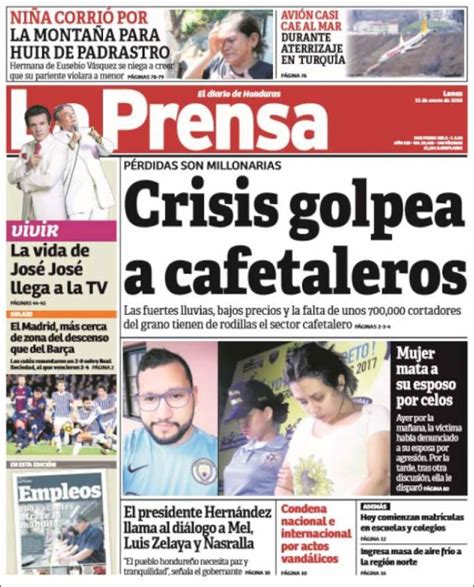 Periódico La Prensa Honduras Periódicos De Honduras Edición De Lunes 15 De Enero De 2018