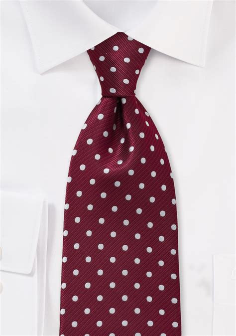 Burgundy And Silver Extra Long Dotted Tie Bows N Ties