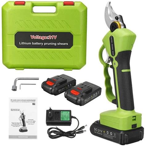 21V Sécateur Coupe Branche électrique Rechargeable avec 2 Batteries