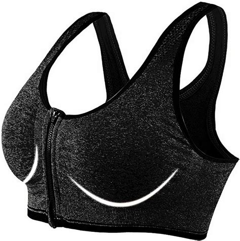 Vertvie Damen Zip Front Sport Bh Vorderverschluss Push Up Ohne B Gel