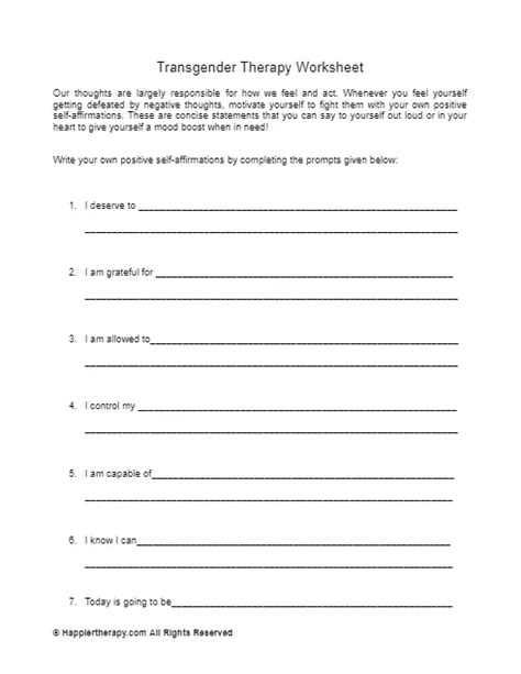 Transgender Therapy Worksheet Happiertherapy