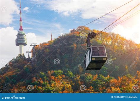 Cable car to Seoul N tower stock image. Image of outdoor - 108148419