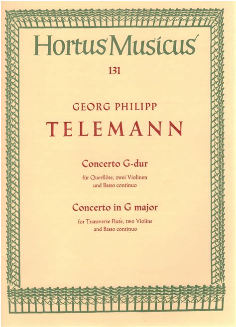 Georg Philipp Telemann Concerto G Dur Für Querflöte Zwei Violinen