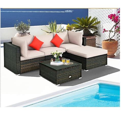 Pcs Patio Jardin Ext Rieur Rotin Osier Set Meubles China Mobilier