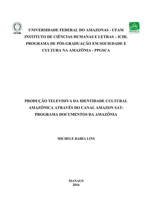 Universidade Federal Do Amazonas Ufam Instituto De Ciências Humanas E